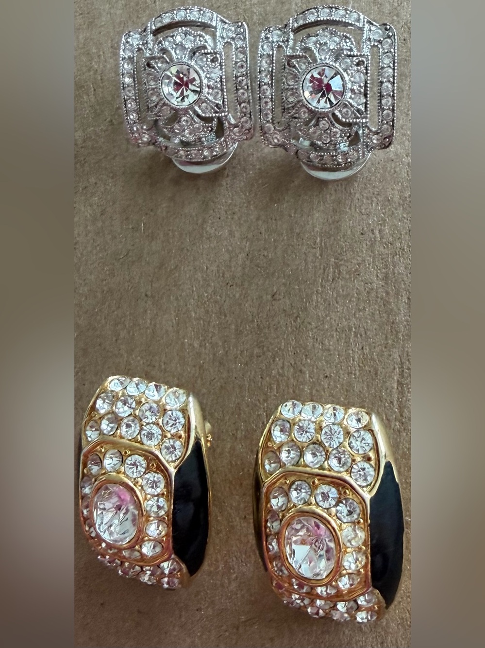 Monet- 2 pair  Bling Clip Earrings!